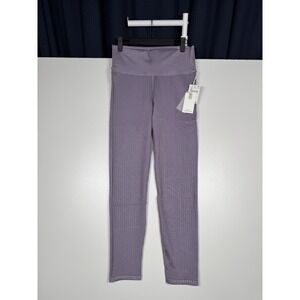 Good American 3/4 Dusty Violet Ribbed Compression Leggings 25 Inseam GP0912 NWT